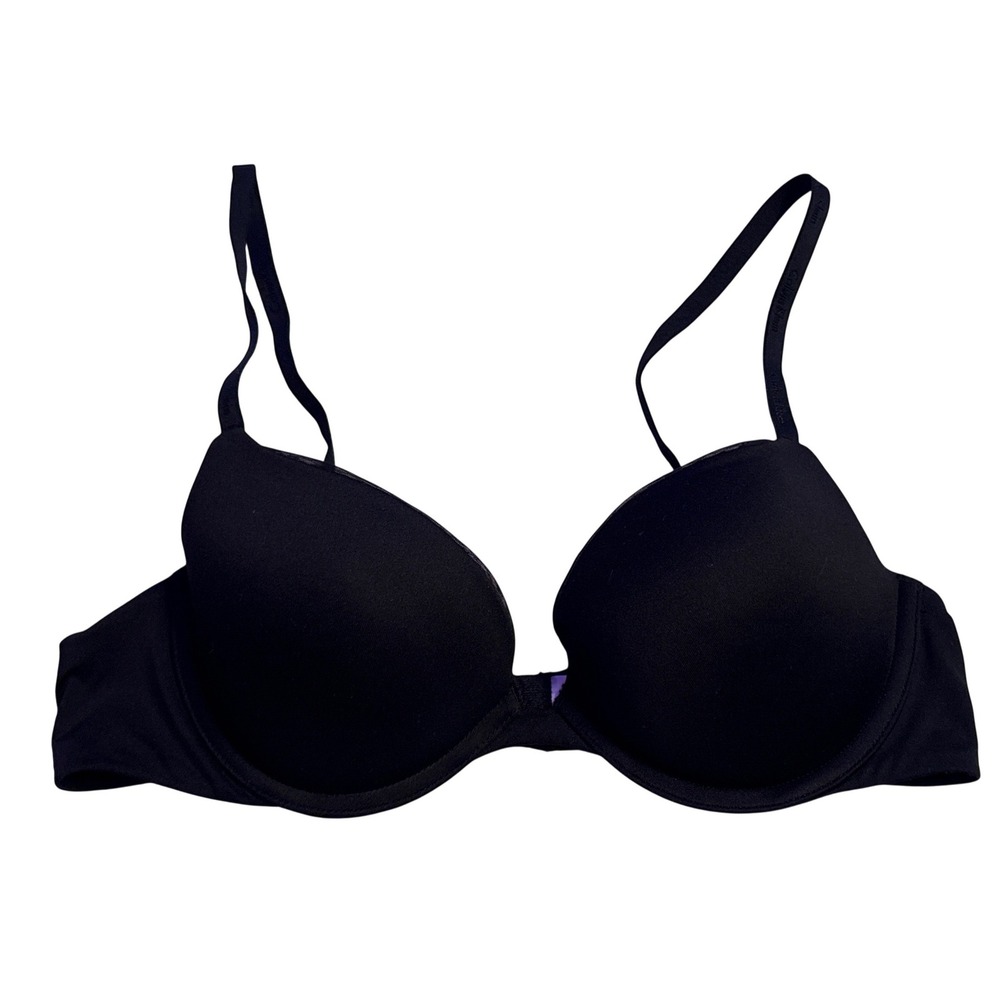 Calvin Klein Black Push Up Underwire Bra Plunge Padded 36A